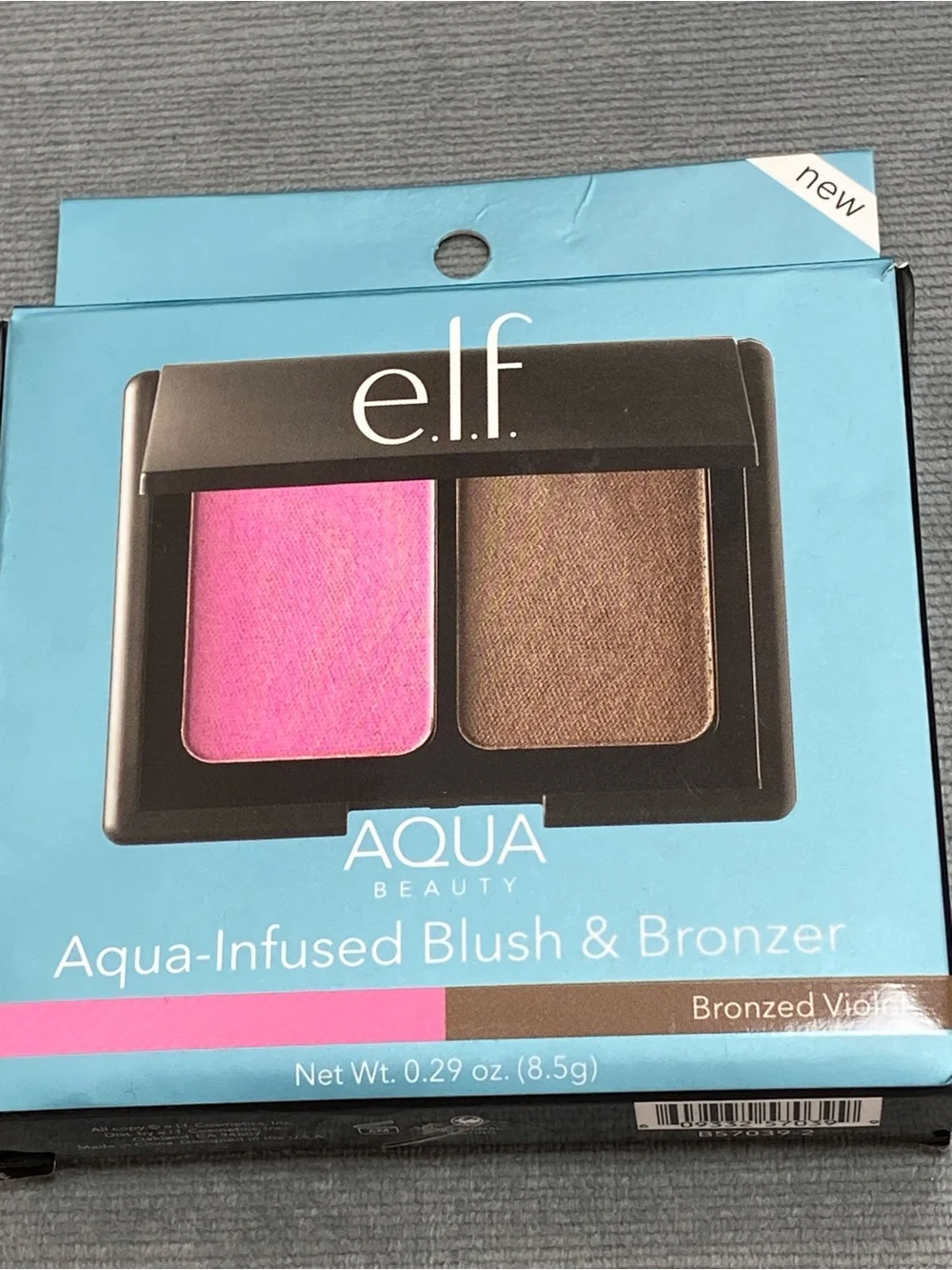 ELF Aqua-Infused Blush & Bronzer Duo - Bright Pink & Bronze, mirror included NIP